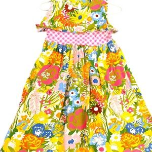 Wildflowers Floral Dress 2T Gingham Waist Ruffle Neck Sleeveless Party Summer